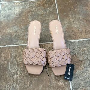 Express Women's Beige Woven Slide Sandals